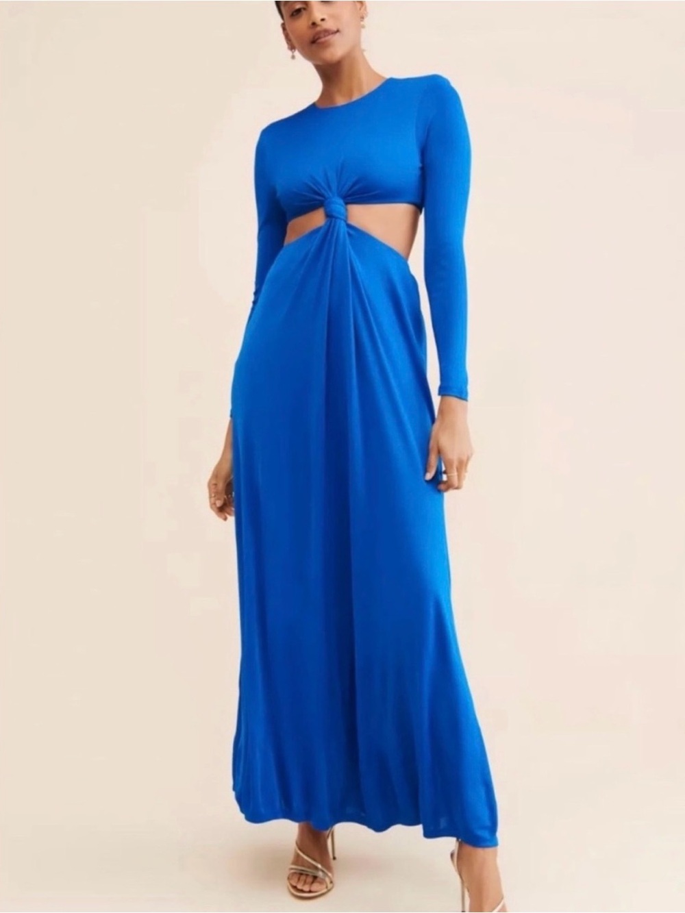 Farm Rio Cobalt Medium Blue Knot Cut Out Maxi Dress Size Small NWT